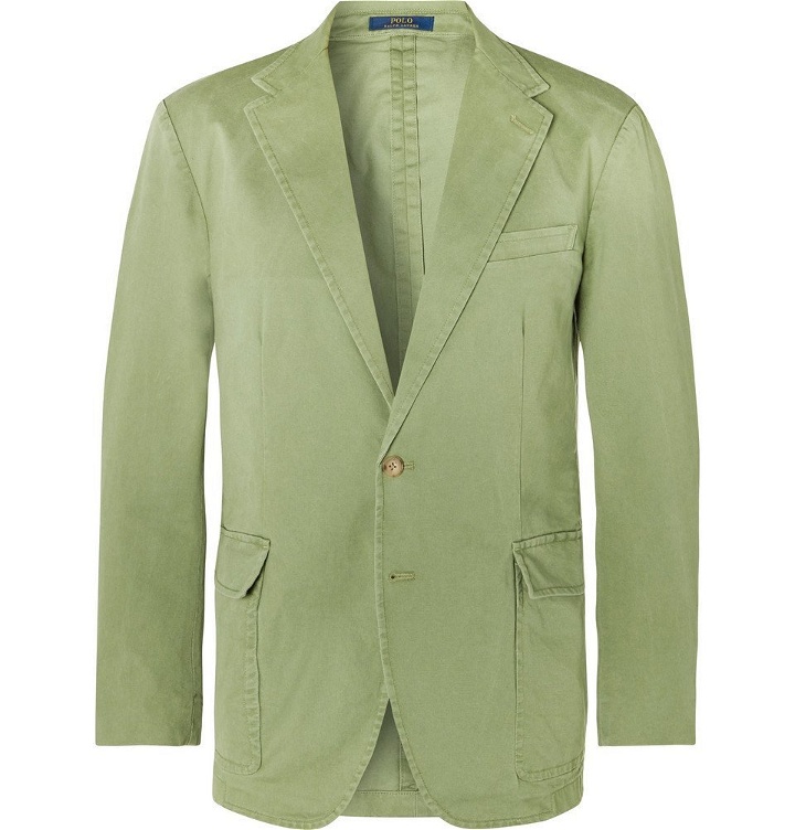 Photo: Polo Ralph Lauren - Green Slim-Fit Unstructured Brushed Cotton-Blend Twill Blazer - Green