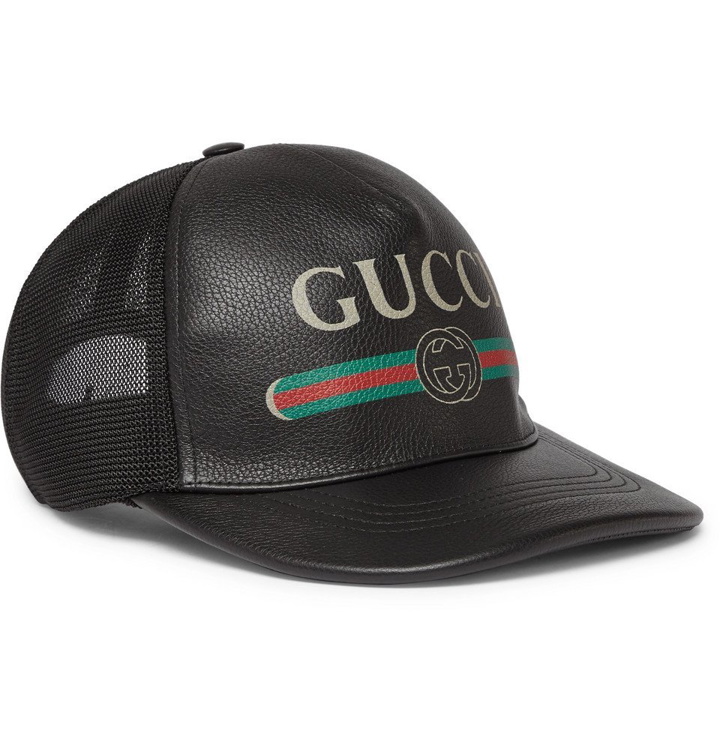 Photo: Gucci - Logo-Print Leather and Mesh Baseball Cap - Men - Black