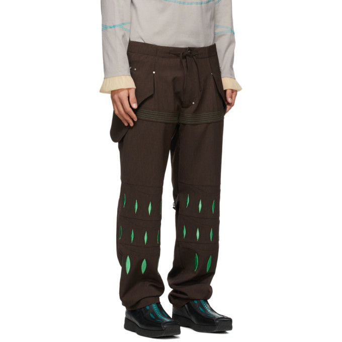 Kiko Kostadinov Brown Embroidered Arcadia Trousers Kiko Kostadinov