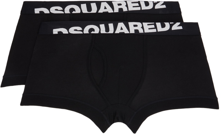 Photo: Dsquared2 Two-Pack Black Basic Boxer Briefs