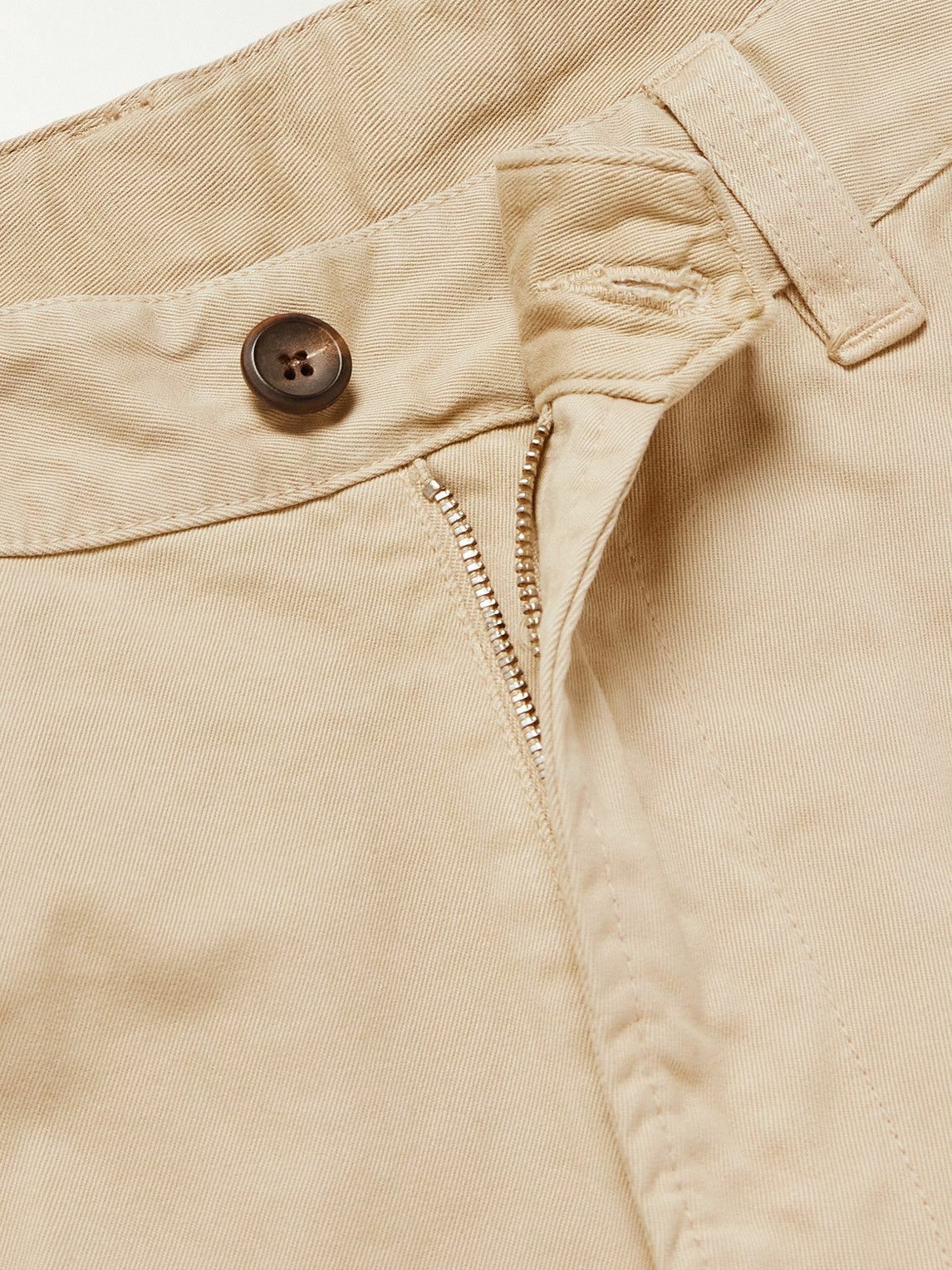 Drake's - Straight-Leg Peached Cotton-Twill Trousers - Neutrals