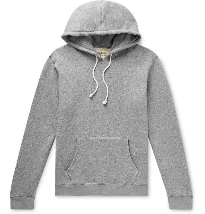 Photo: Mollusk - Mélange Loopback Stretch Cotton-Blend Jersey Hoodie - Gray