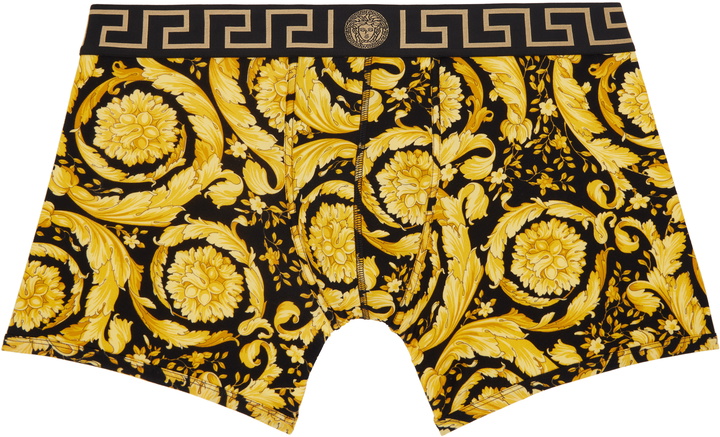 Photo: Versace Black & Gold Barocco Long Boxer Briefs