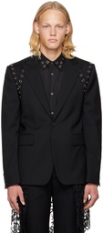 Alexander McQueen Black Eyelet Blazer