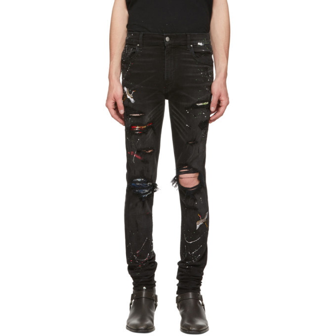 Photo: Amiri Black Painted Art Patch Jeans