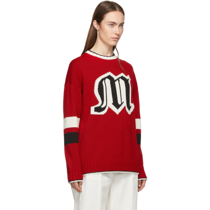 MSGM Red Knit Logo Sweater MSGM