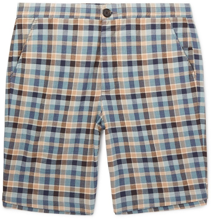 Photo: Oliver Spencer - Checked Cotton Drawstring Shorts - Men - Blue