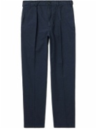 Drake's - Tapered Pleated Cotton-Canvas Chinos - Blue