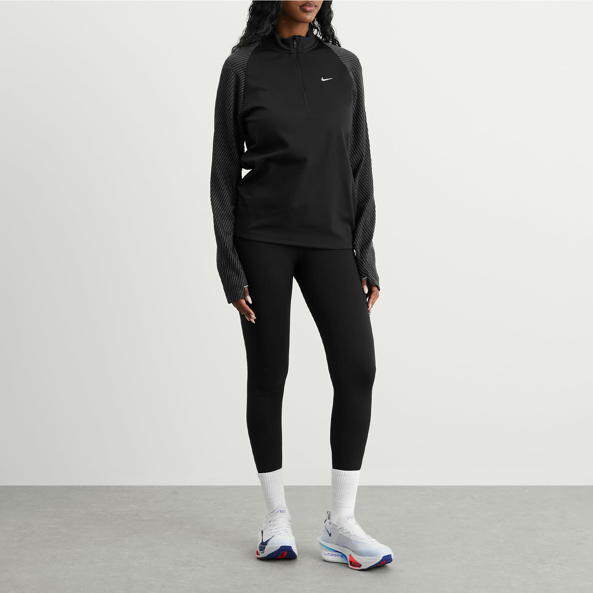 Nike Dri Fit Reflective Half Zip in Black/Reflective Silver
