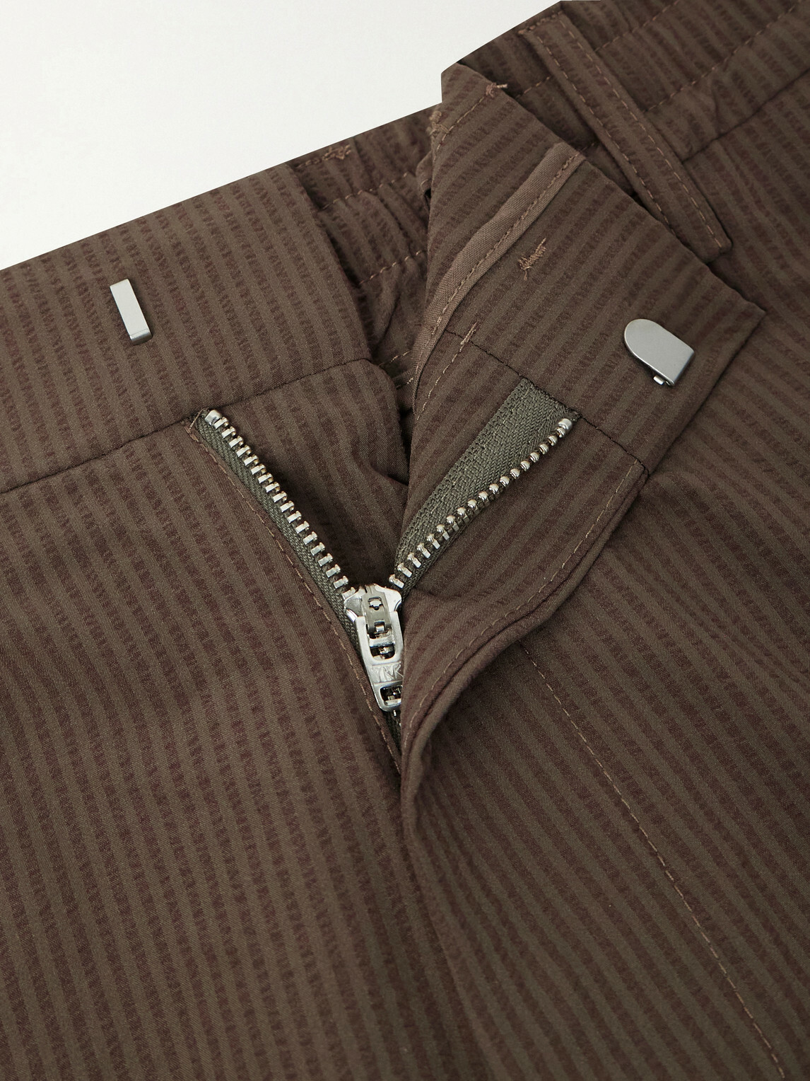 NN07 - Billie Straight-Leg Striped Seersucker Shorts - Brown