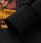 Vetements - Oversized Distressed Printed Fleece-Back Cotton-Jersey Zip-Up Hoodie - Men - Black