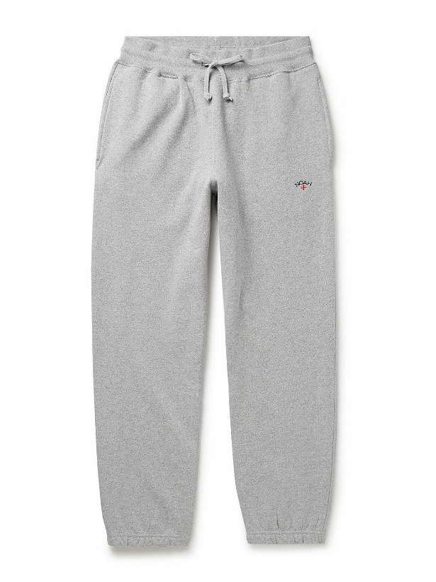 Photo: Noah - Core Tapered Logo-Embroidered Cotton-Jersey Sweatpants - Gray