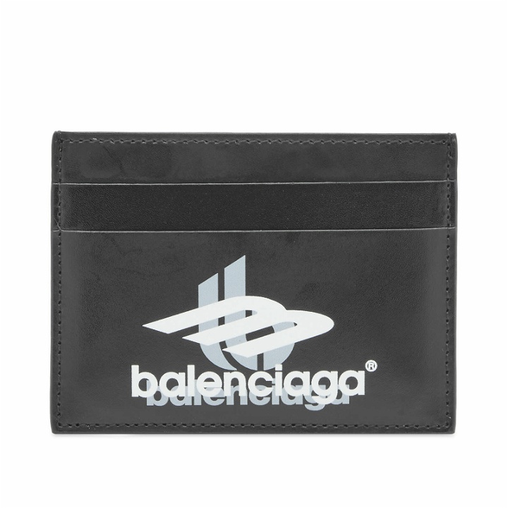 Photo: Balenciaga Men's Sport Logo Card Holder in Black/White White