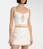Area Embellished tweed crop top