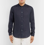 Boglioli - Grandad-Collar Linen Shirt - Men - Navy