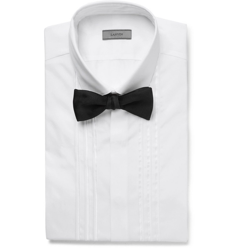Lanvin - White Slim-Fit Bib-Front Satin-Trimmed Cotton-Poplin Tuxedo Shirt - Men - White