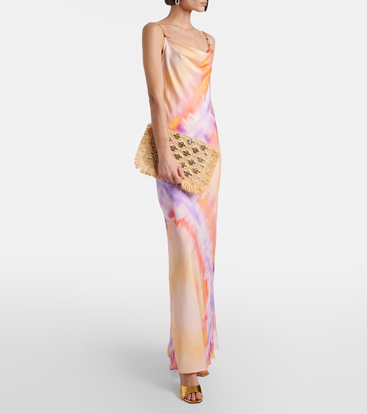 Rabanne Embellished raffia clutch