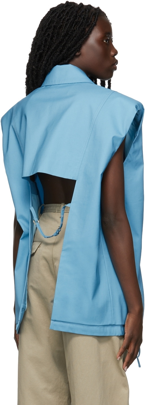 【Jacquemus】 Le Gilet Biellaカットアウトウールベスト Jacquemus Blue 'Le Gilet Biella' Vest Jacquemus