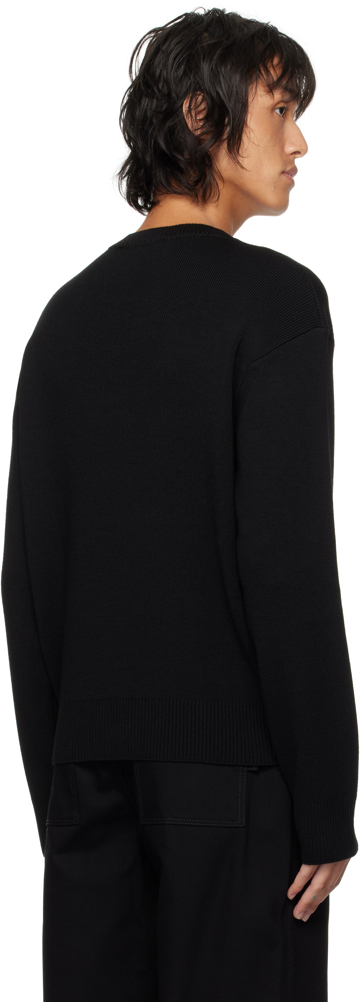 LGN Louis Gabriel Nouchi Black Asymmetrical Opening Sweater