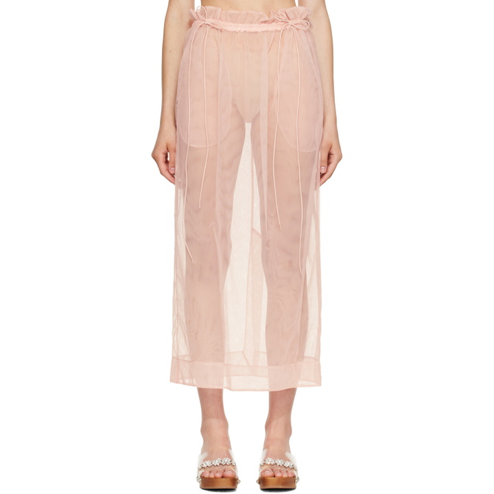 Photo: Simone Rocha Pink Gathered Waist Cord Midi Skirt