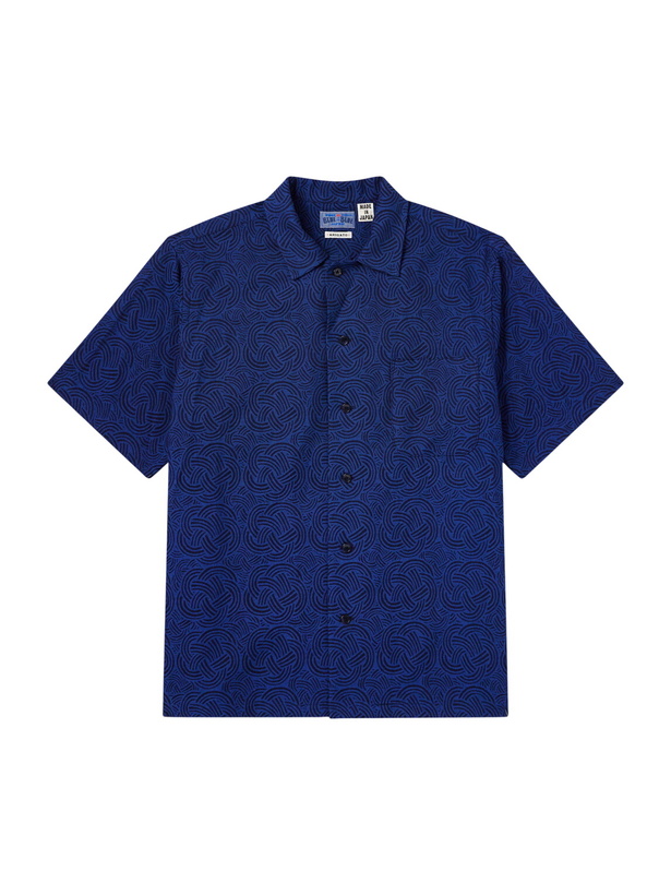 Photo: Blue Blue Japan - Camp-Collar Cotton-Jacquard Shirt - Blue