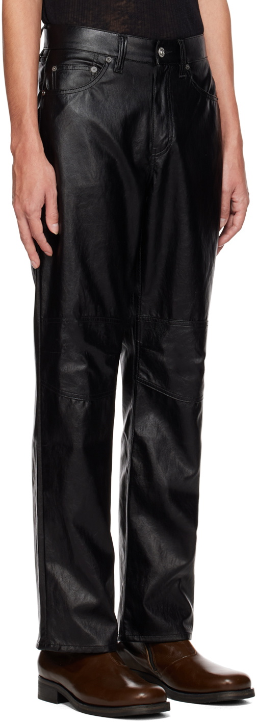 Our Legacy Black Formal Moto Cut Faux-Leather Trousers Our Legacy