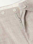 Canali - Straight-Leg Pleated Wool, Silk and Linen-Blend Trousers - Neutrals