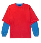 Balenciaga - Oversized Layered Two-Tone Cotton-Jersey T-Shirt - Red