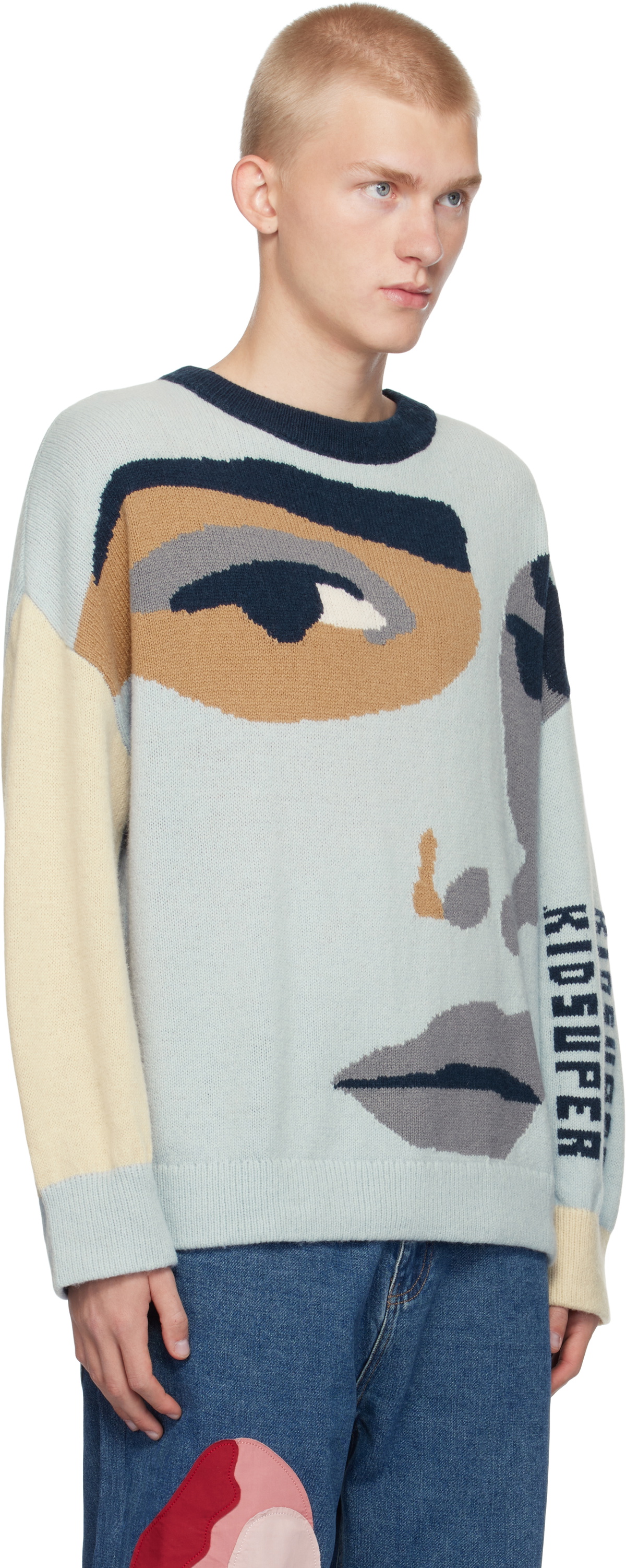 KidSuper Blue Face Boxy Sweater