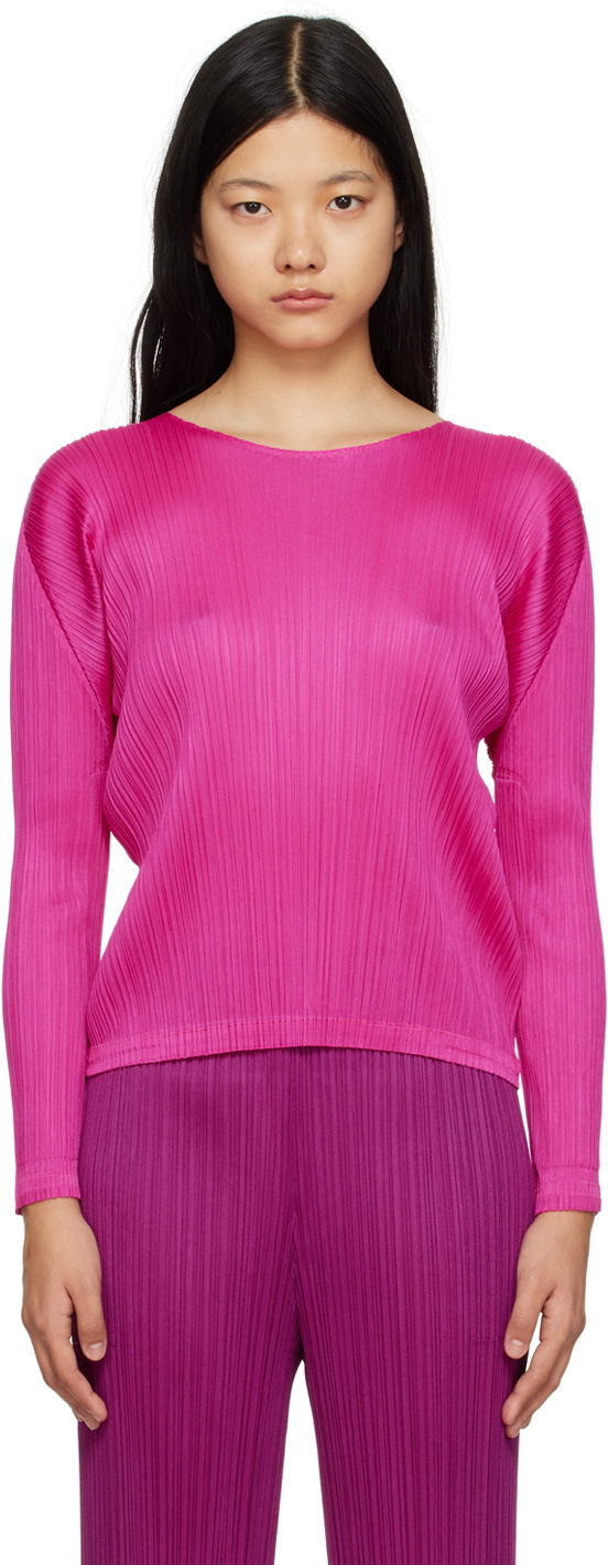 Pleats Please Issey Miyake Pink Monthly Colors December Long Sleeve T-Shirt Pleats  Please Issey Miyake