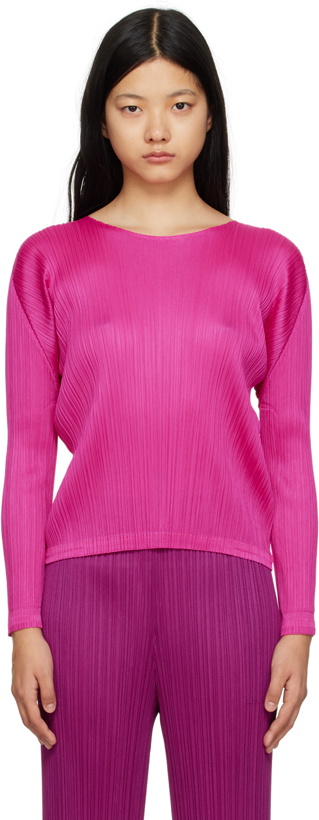 Photo: Pleats Please Issey Miyake Pink Monthly Colors December Long Sleeve T-Shirt