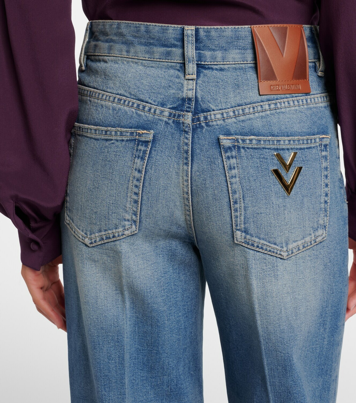 Valentino VGold wide-leg faded jeans