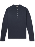 Massimo Alba - Cotton and Cashmere-Blend Henley T-Shirt - Blue
