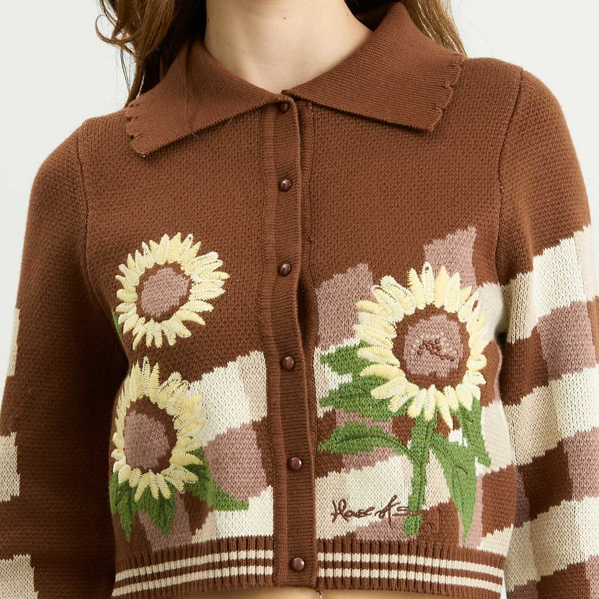 House Of Sunny Women's Sunflower Tripper Cardigan in Tobacco