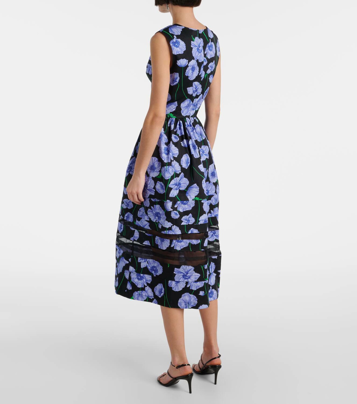 Carolina Herrera Floral belted cotton-blend midi dress
