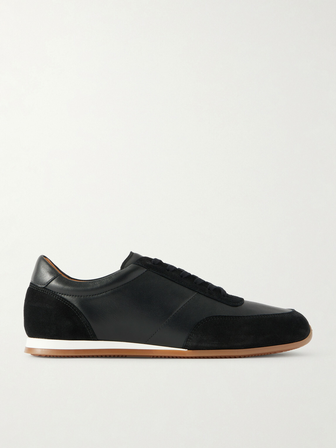 Mr P. - Suede-Trimmed Leather Sneakers - Black