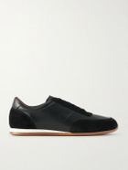 Mr P. - Suede-Trimmed Leather Sneakers - Black