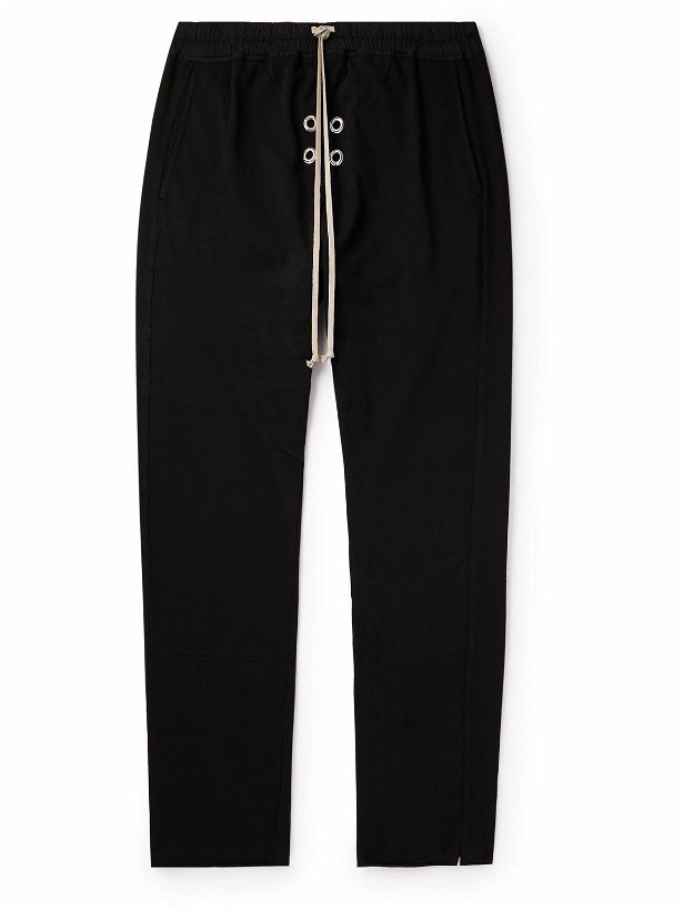 Photo: DRKSHDW by Rick Owens - Berlin Eyelet-Embellished Cotton-Jersey Drawstring Trousers - Black