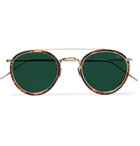 Eyevan 7285 - Round-Frame Tortoiseshell Acetate and Gold-Tone Titanium Sunglasses - Green