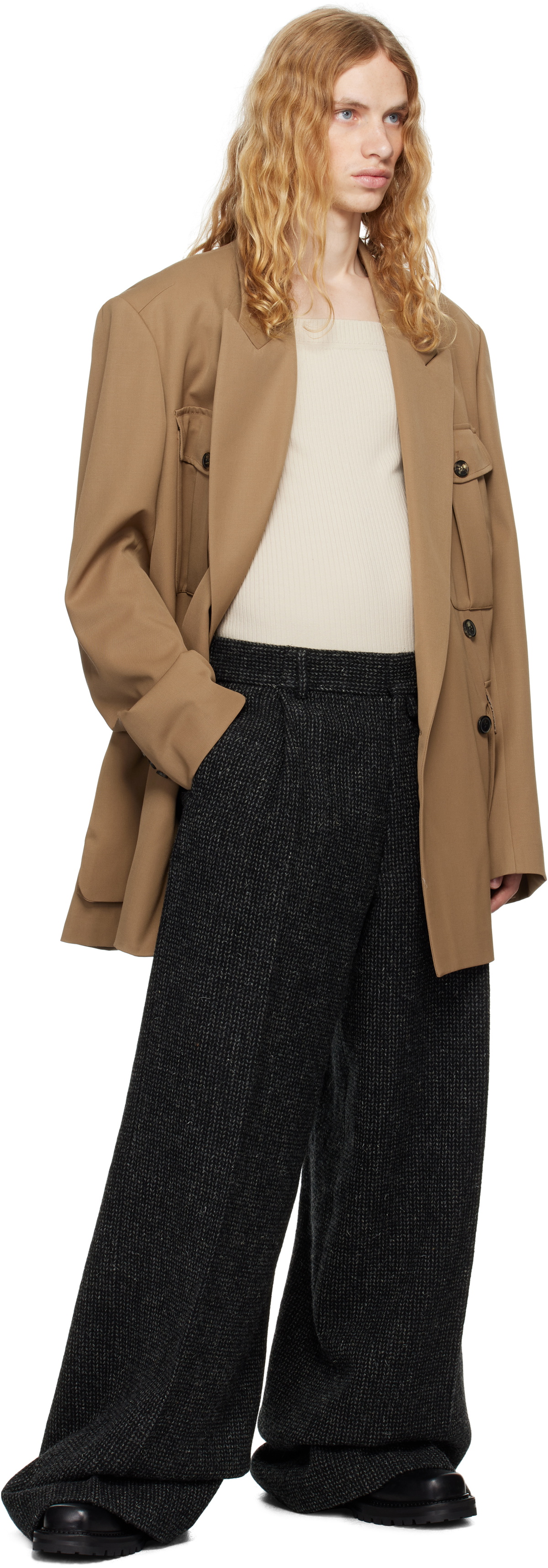 Dries Van Noten Tan Wool Blazer Dries Van Noten