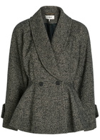 Chloe Herringbone Peplum Wool-blend Jacket Brown