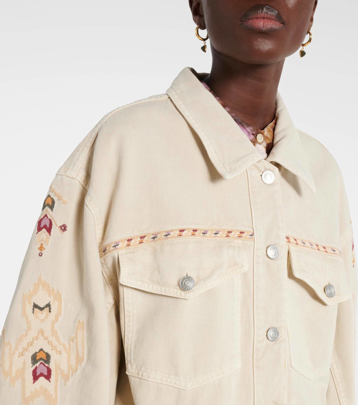 Marant Etoile Manona embroidered denim jacket