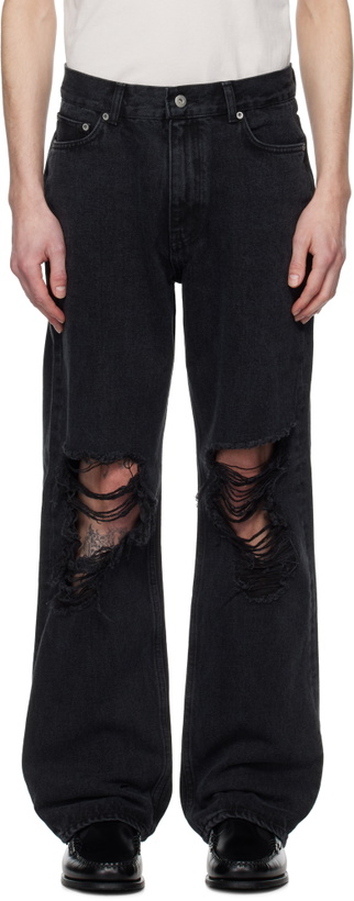 Photo: Tonywack Black Straight-Leg Destroyed Jeans