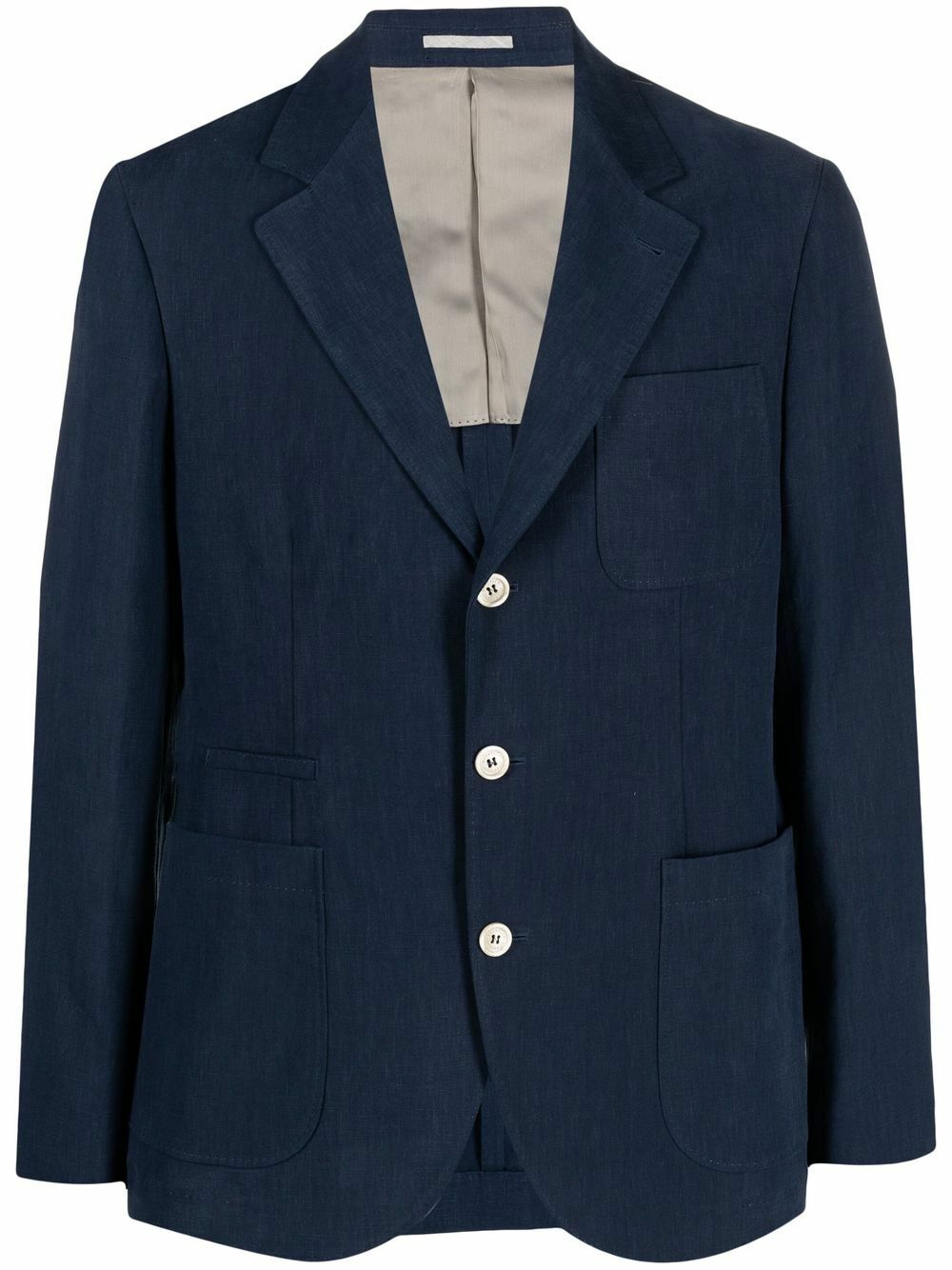 ジャケット BRUNELLO CUCINELLI LINEN SINGLE-BREASTED JACKET Single-breasted linen blazer in blue - Brunello Cucinelli
