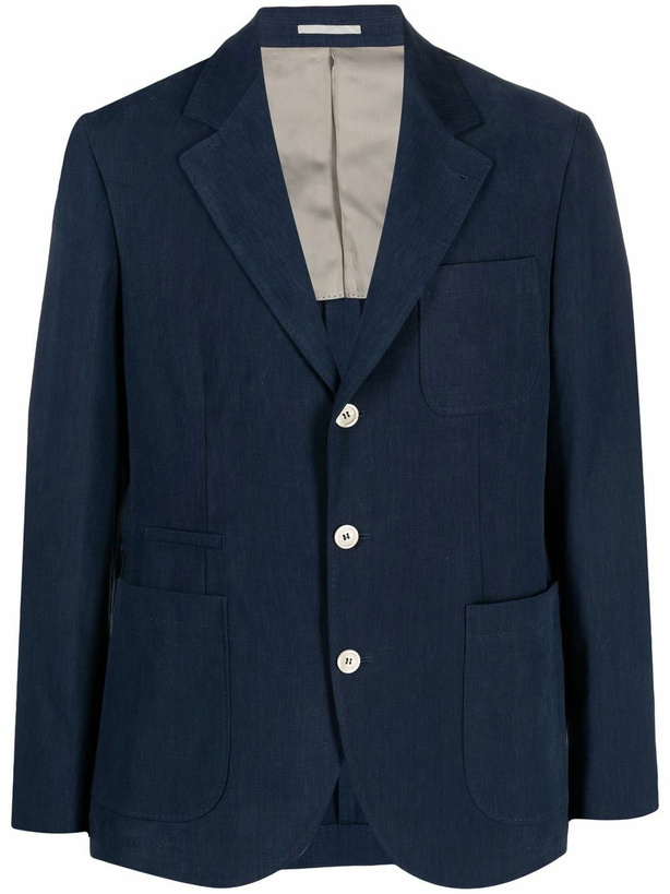 Photo: BRUNELLO CUCINELLI - Single-breasted Linen Blazer Jacket