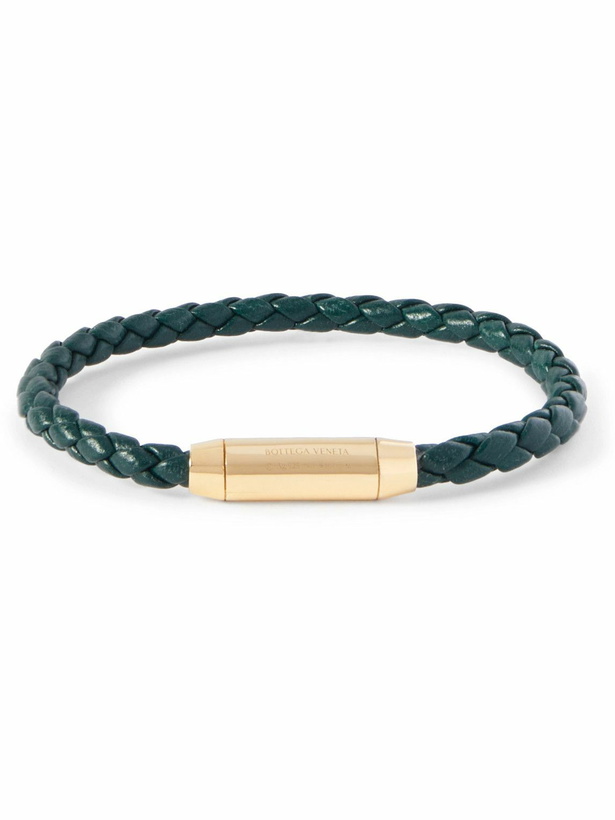 Photo: Bottega Veneta - Intrecciato Leather and Gold-Plated Bracelet - Green