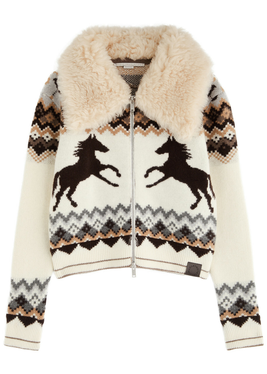 Stella Mccartney Fair Isle Intarsia Wool Cardigan Multicoloured 1