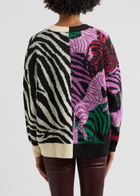Farm Rio Zebra-intarsia Knitted Cardigan Black And White