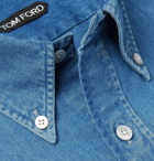 TOM FORD - Button-Down Collar Cotton-Chambray Shirt - Blue