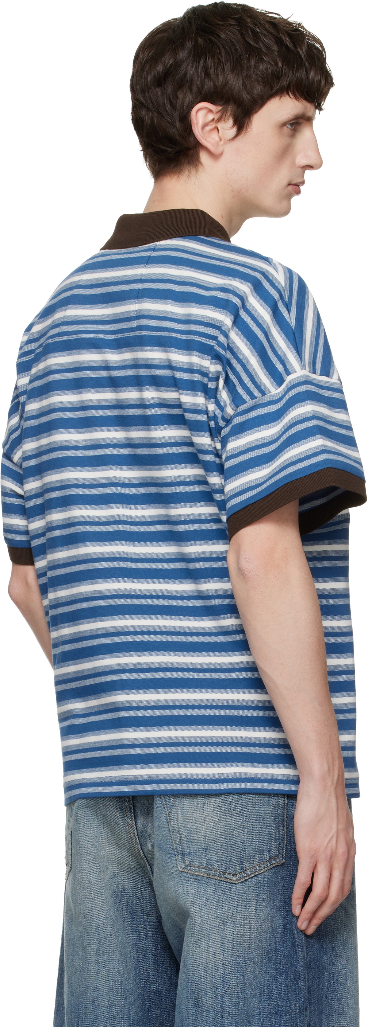 Rhude Blue Fontaine Striped SS Polo
